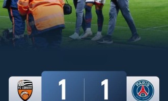 法甲毫无挑战性 巴黎1-1洛里昂近4轮联赛仅1胜 仍高居榜首